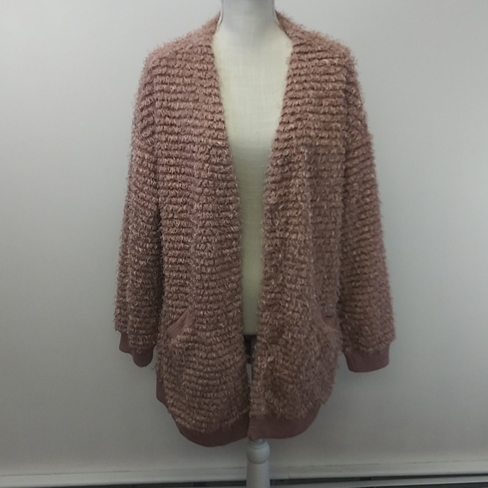 Knox Rose Fuzzy Dusty Pink Cardigan